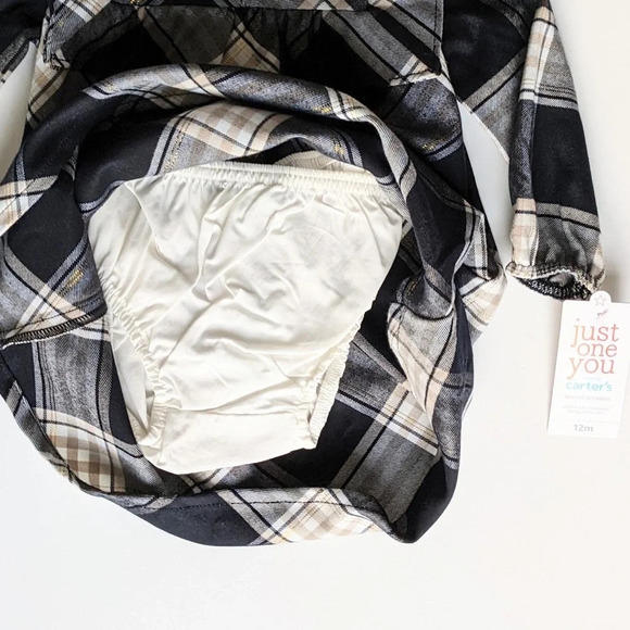 Carters Infant Girls Festive Plaid Ruffle Dress - Black & Off White - Picture 3 of 5